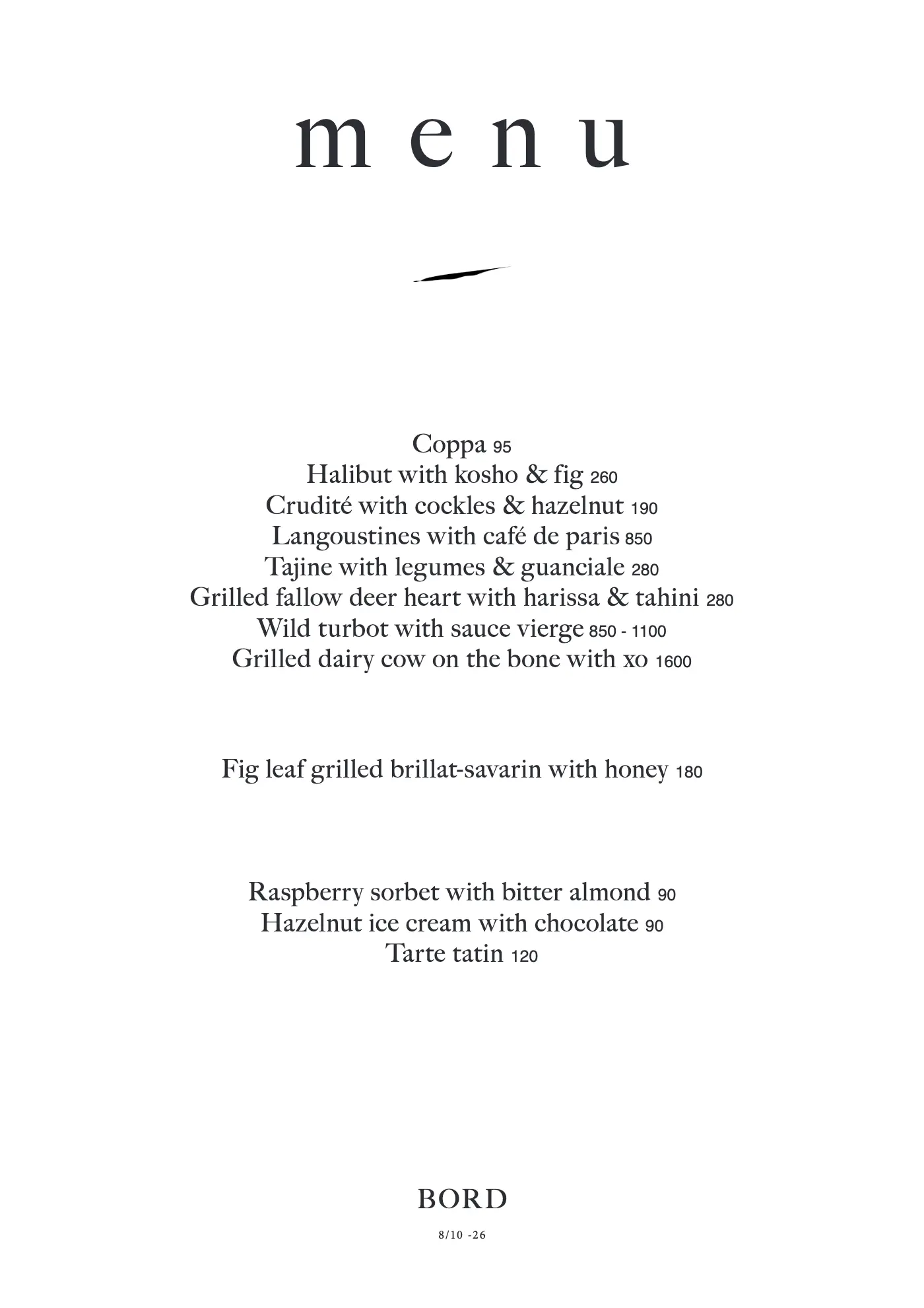 Bord — à la carte