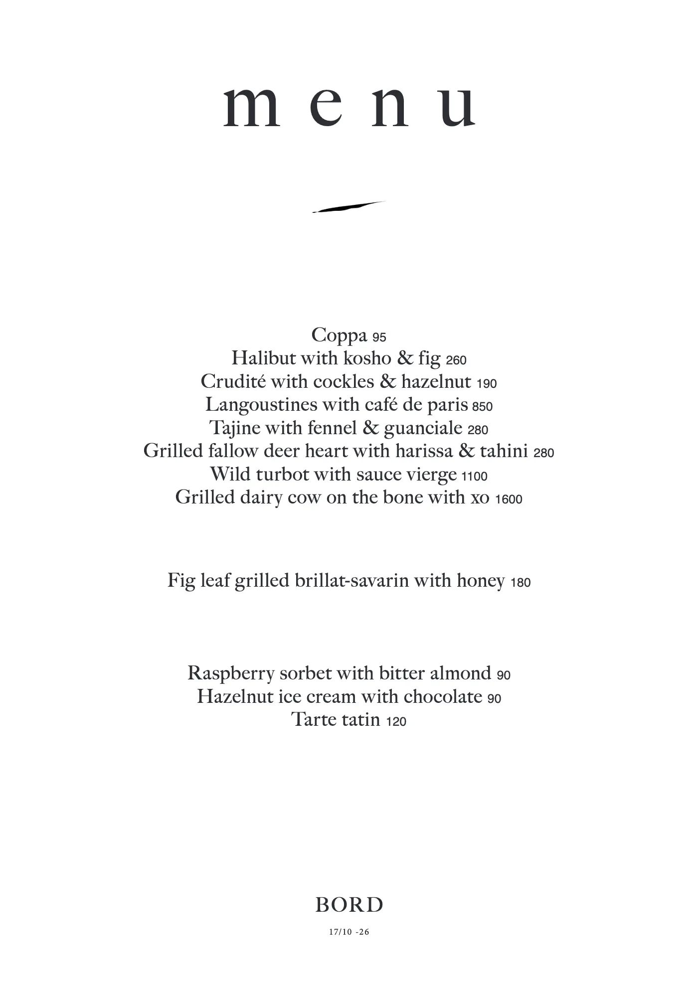 Bord — à la carte