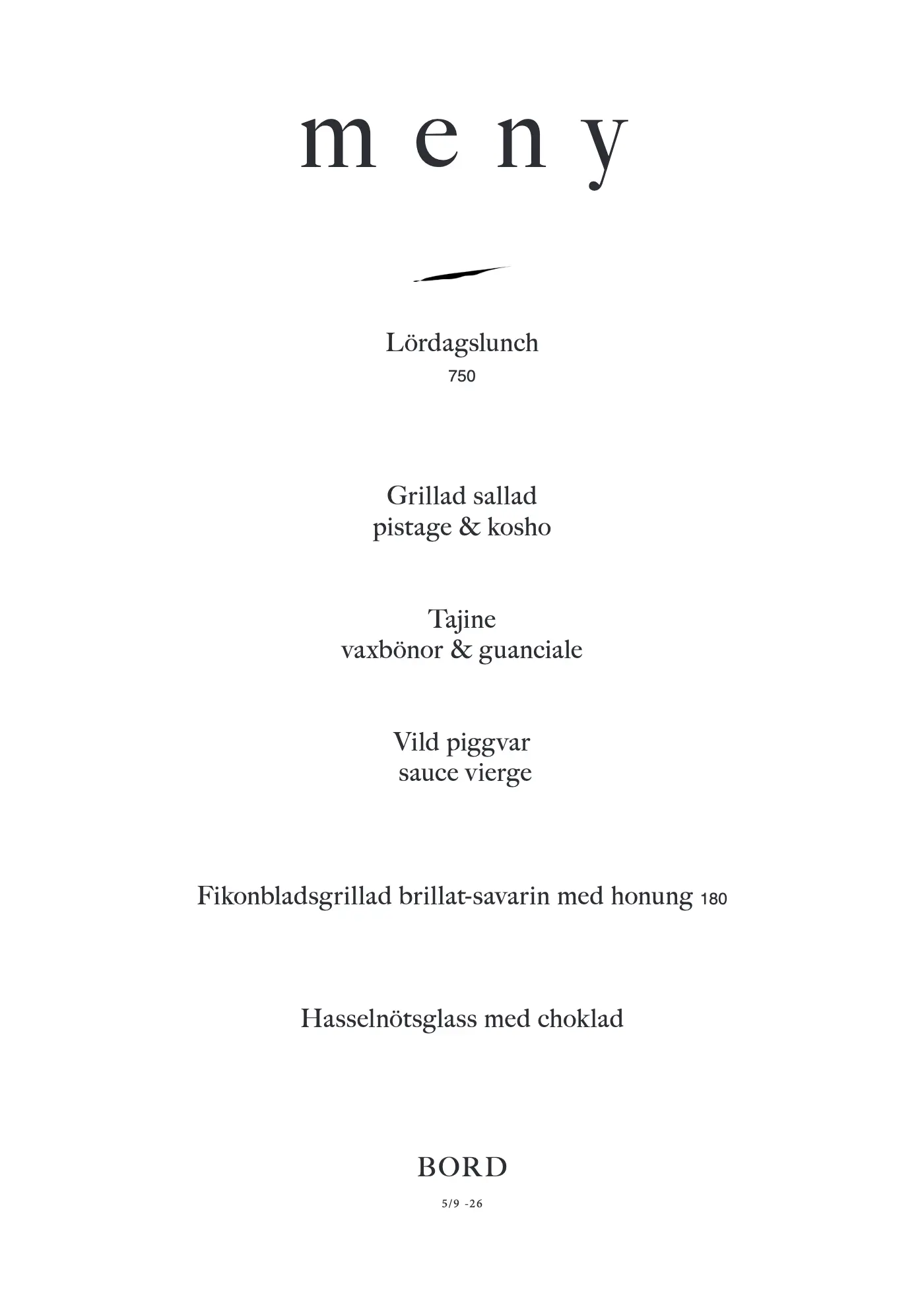 Bord — saturday lunch
