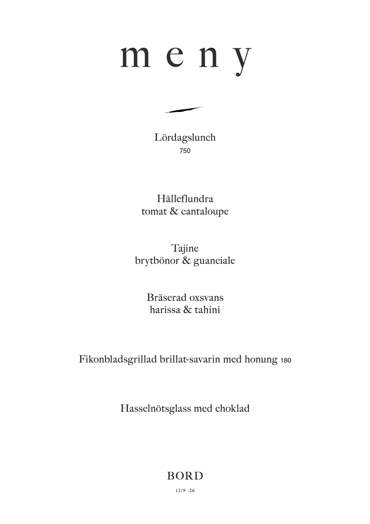 Bord — saturday lunch