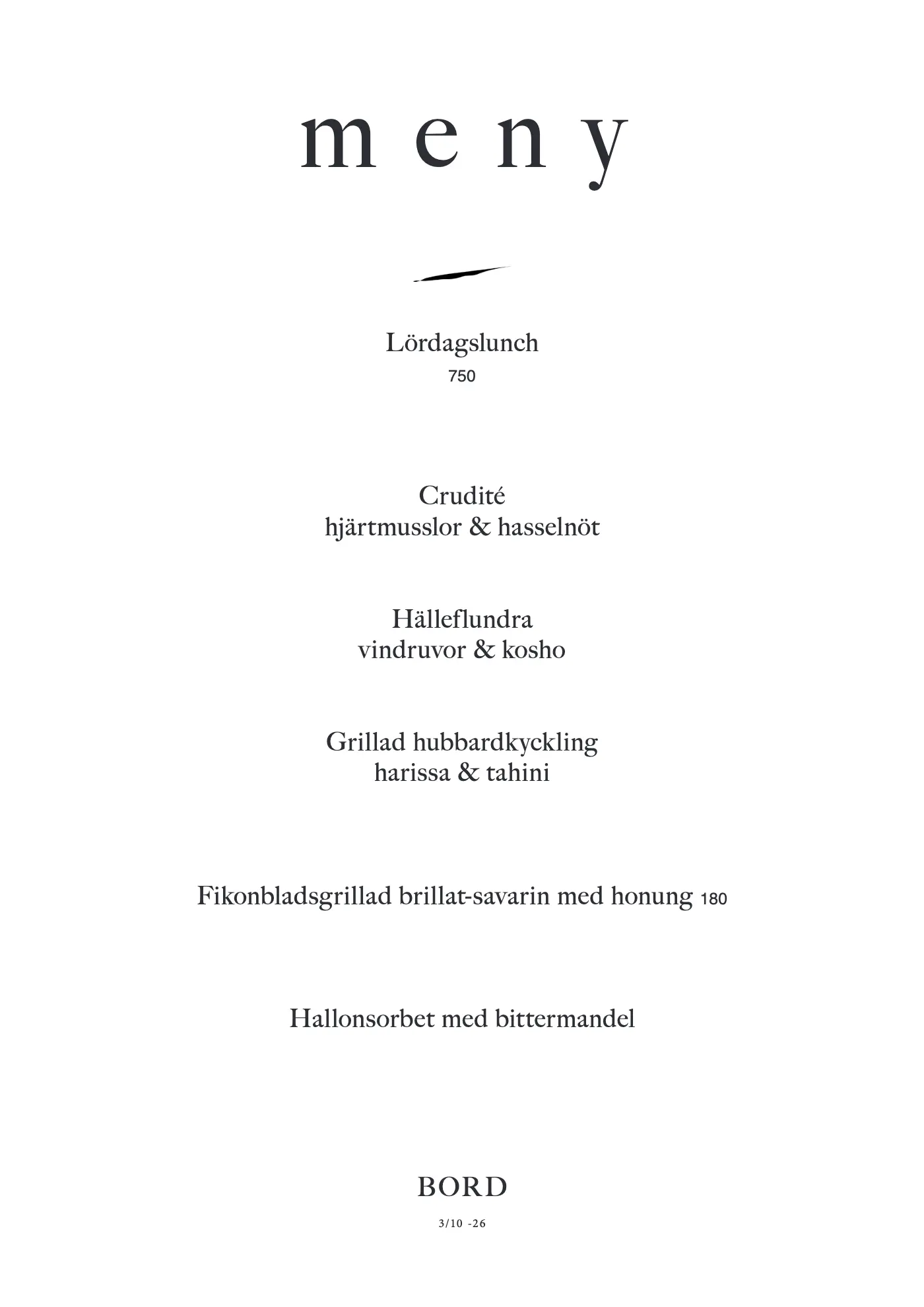 Bord — saturday lunch