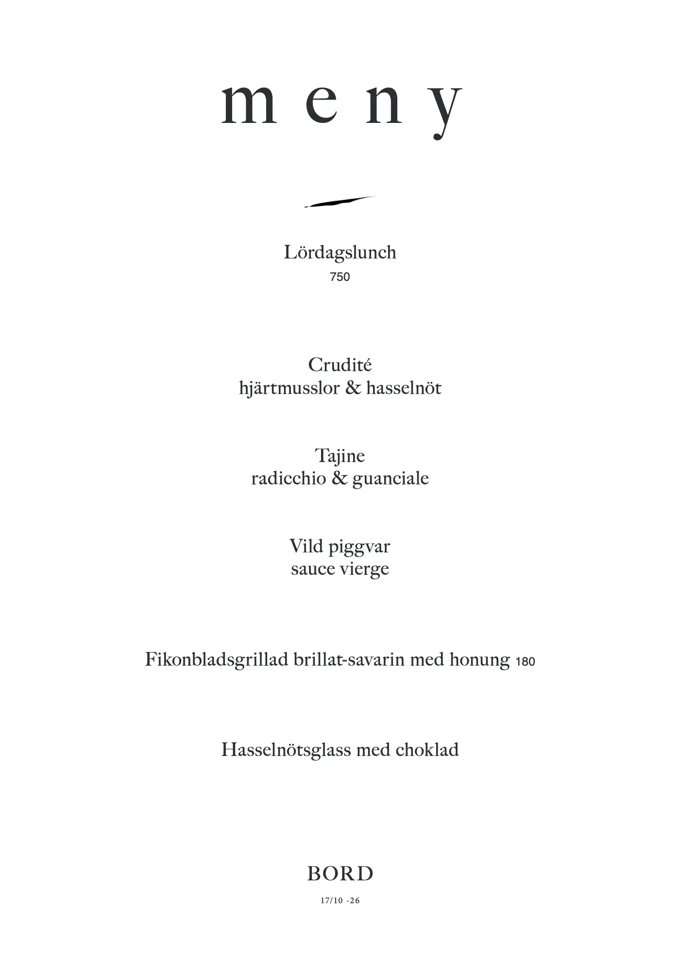 Bord — lördagslunch